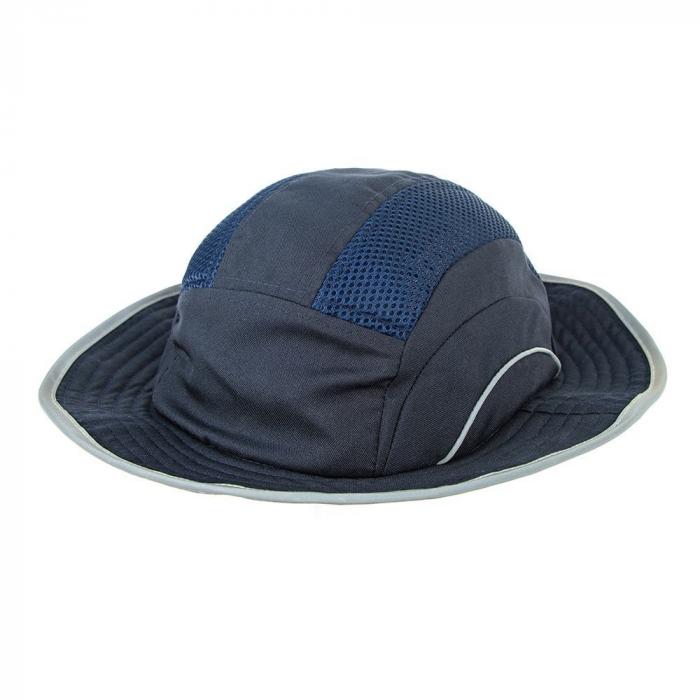 Bump Cap Wide Brim Navy With Chin Strap