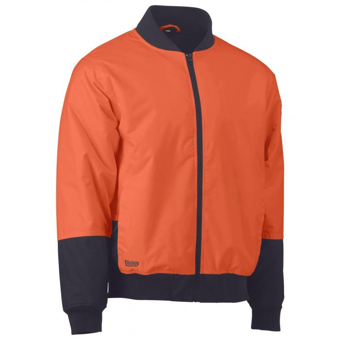 Two Tone Hi Vis Bomber Jacket - Orange/Navy