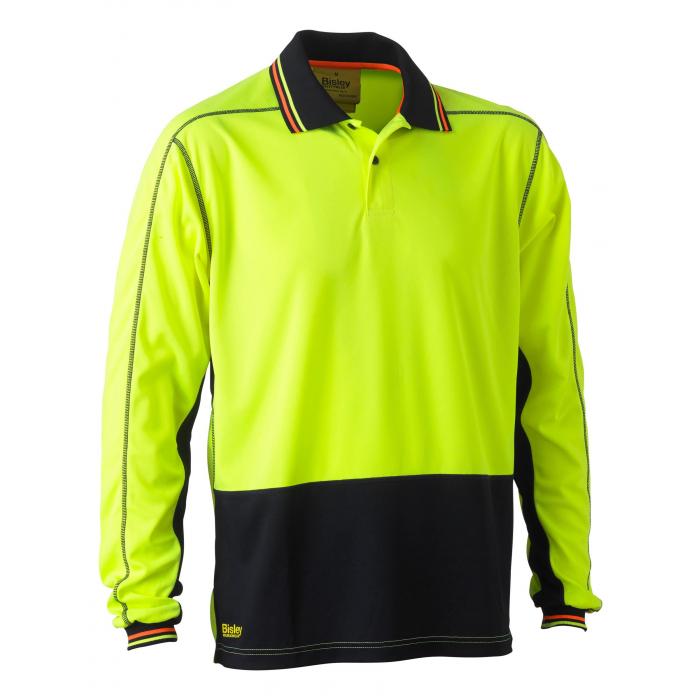 Hi Vis Polyester Mesh Modern Fit Polo - Yellow/Navy
