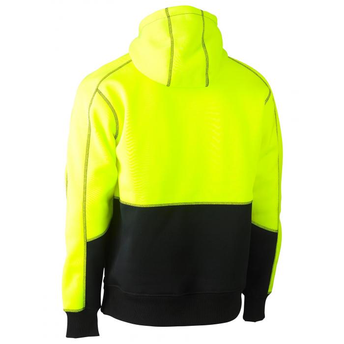 Hi Vis Fleece Hoodie Pullover - Yellow/Navy