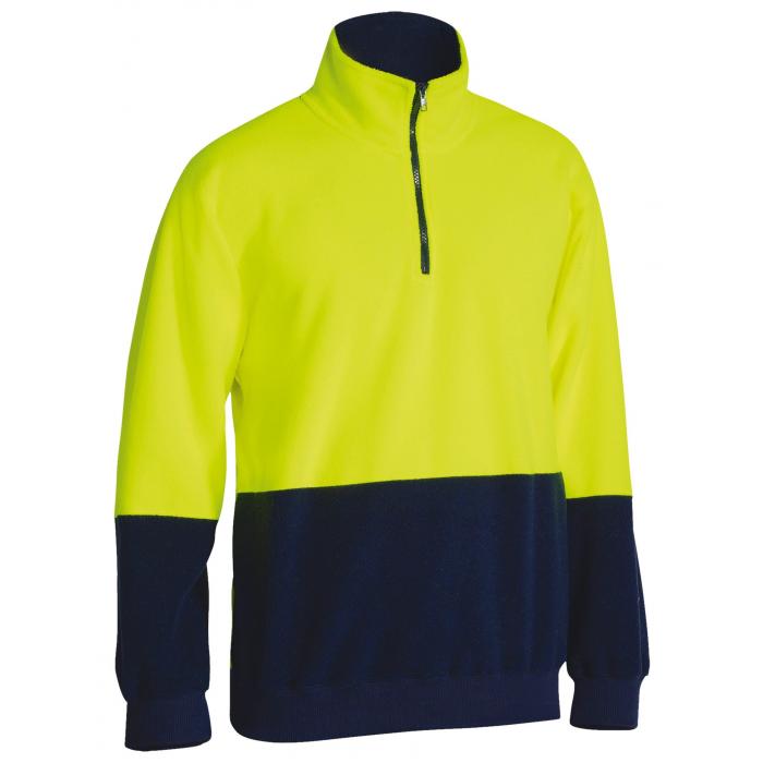 Hi Vis Polar fleece Zip Pullover  - Yellow/Navy