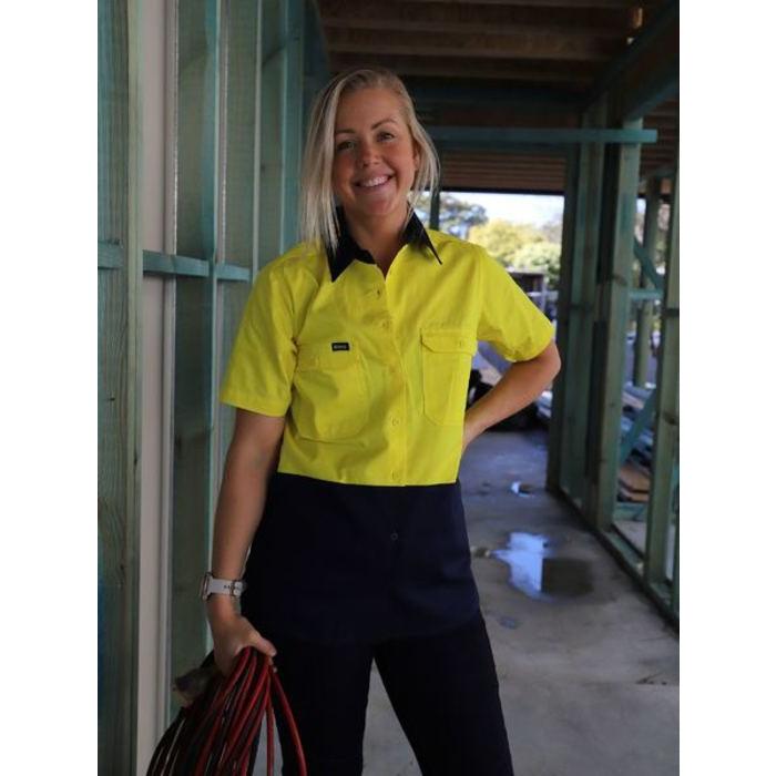 Womens Cool Lightweight Hi Vis Drill Shirt