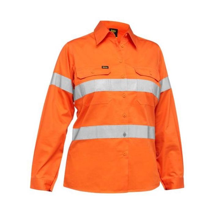 Womens Taped Hi Vis Cool Lightweight Drill Shirt