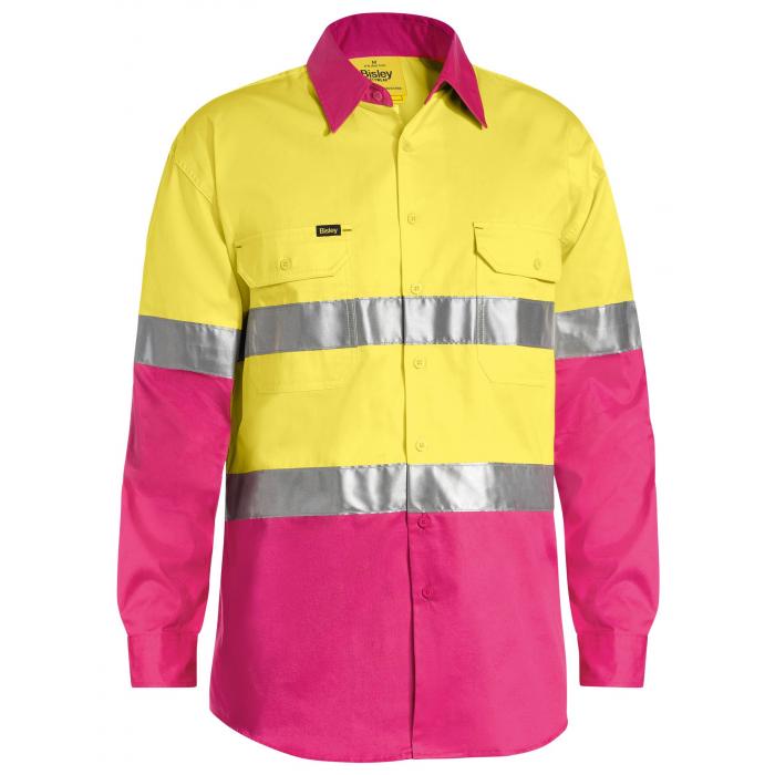 Taped Hi Vis Cool Lightweight Shirt - Yellow/Pink