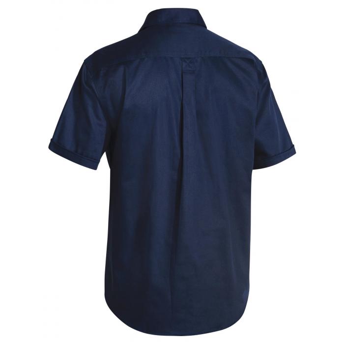 Closed Front Cotton Drill Shirt - Navy