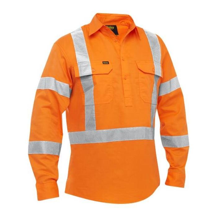 X Taped Closed Front Hi Vis Cool Lightweight Drill Shirt