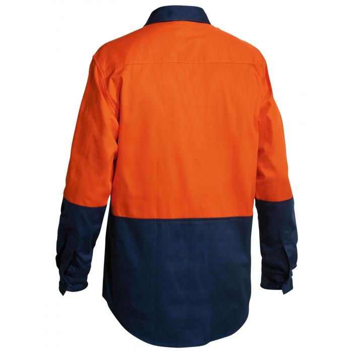 Hi Vis Closed Front Drill Shirt - Orange/Navy