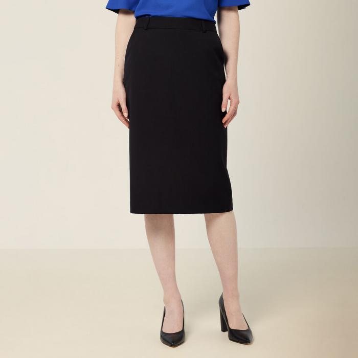 Wool Blend Twill Secret Waist Midi Skirt