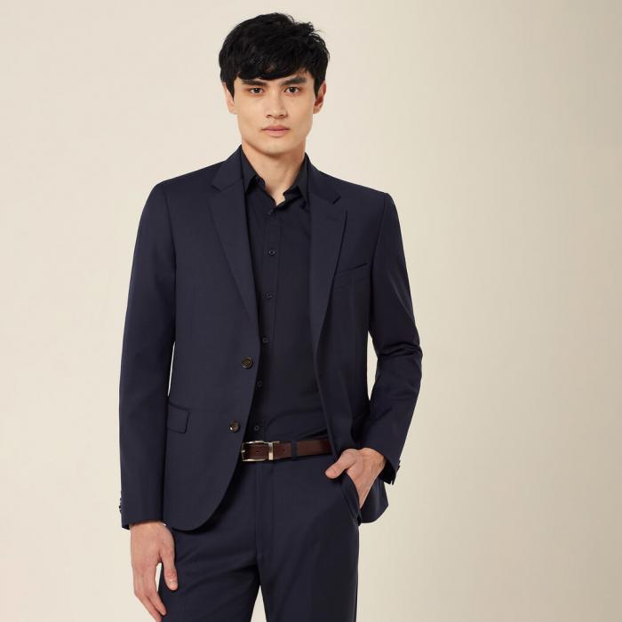 Wool Blend Twill Tailored 2 Button Jacket