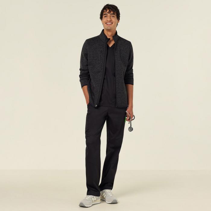 Mens Textured Fleece Zip Front Jacket