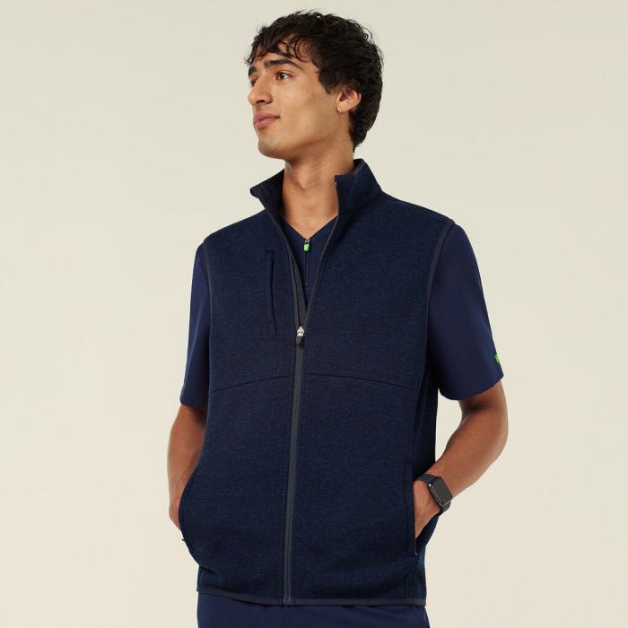 Mens Textured Fleece Zip Front Vest