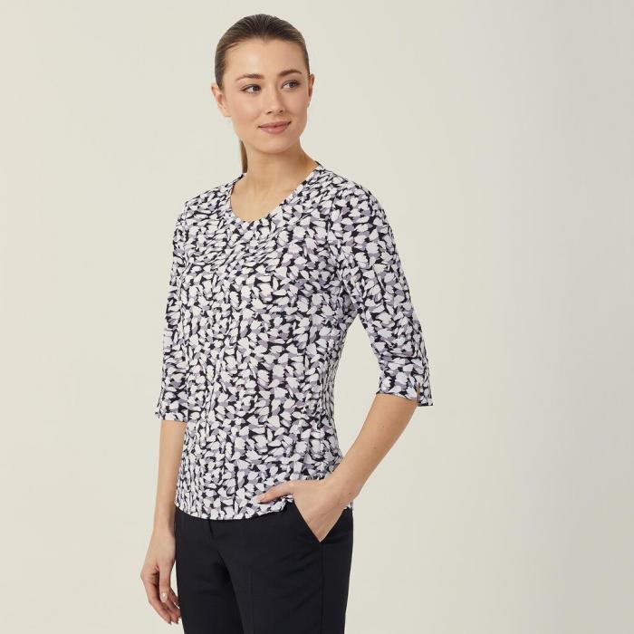 Petal Print 3/4 Sleeve Top