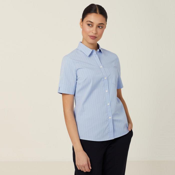 Ladies Avignon Pinstripe Short Sleeve Shirt