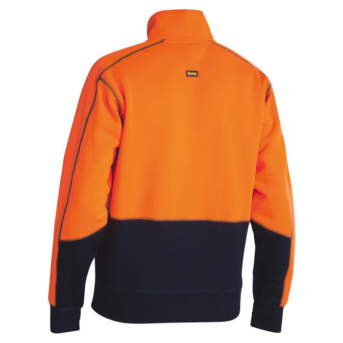 Hi Vis Fleece 1/4 Zip Pullover - Orange/Navy