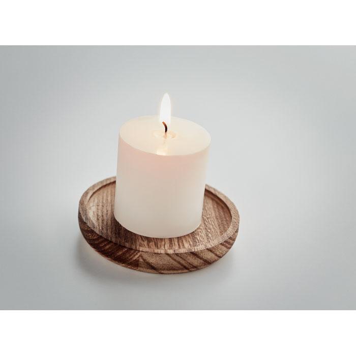 Candle On Wooden Plate