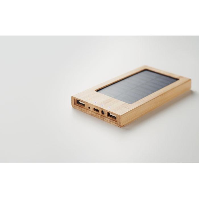 Solar Power Bank In Bamboo Casing