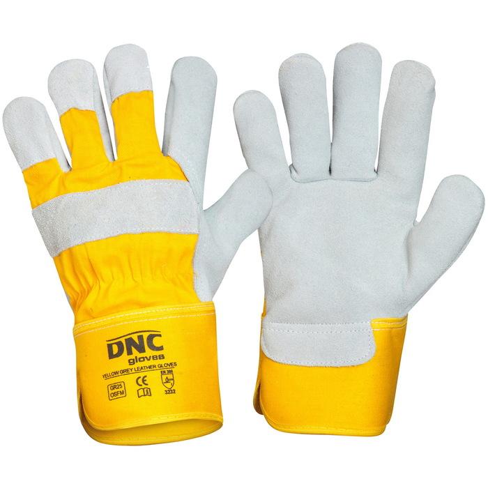 Yellow Premium Grey Leather Gloves