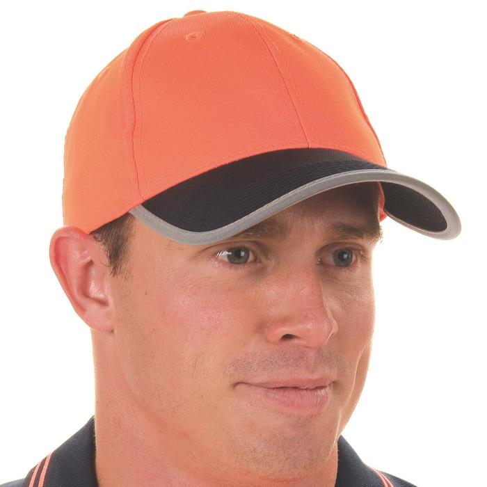 HiVis 2 Tone Cap With Reflective Trim & Velcro Strap