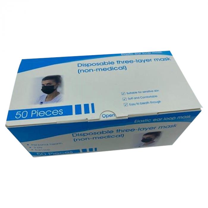 Custom Printed Promotional Black 3Ply Disposable Face Masks NZ