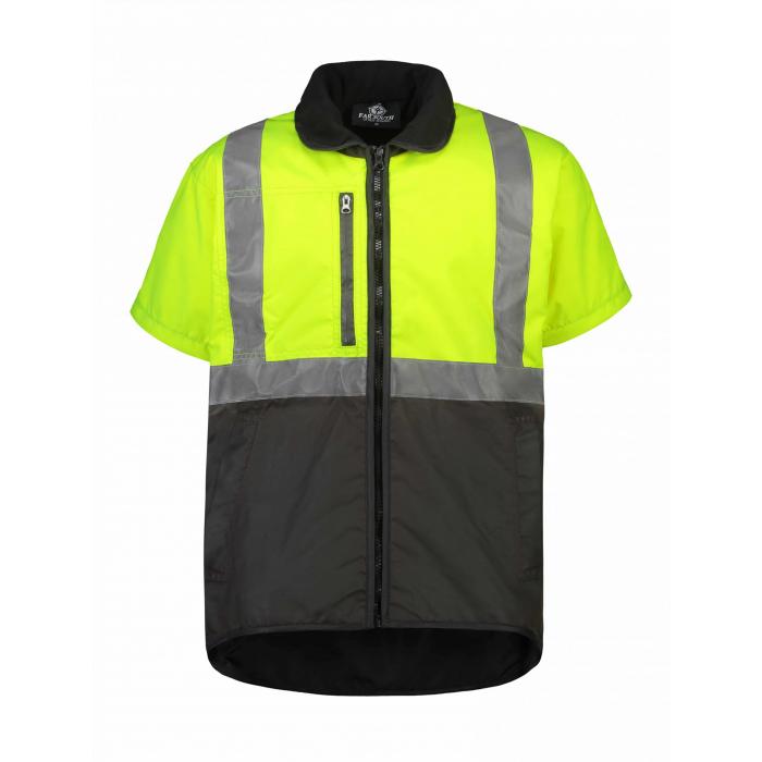 Hokonui Short Sleeved HiViz Reflective Tape Oilskin Vest