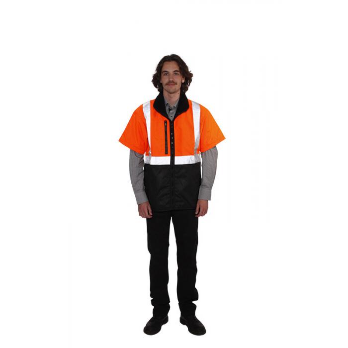 Hokonui Short Sleeved HiViz Reflective Tape Oilskin Vest