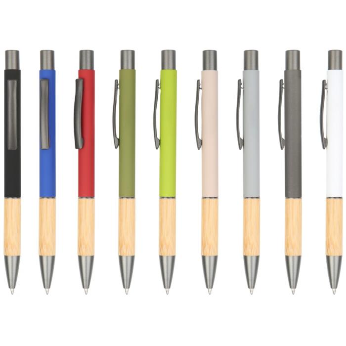 Aluminum Metal Pen With Bamboo Grip