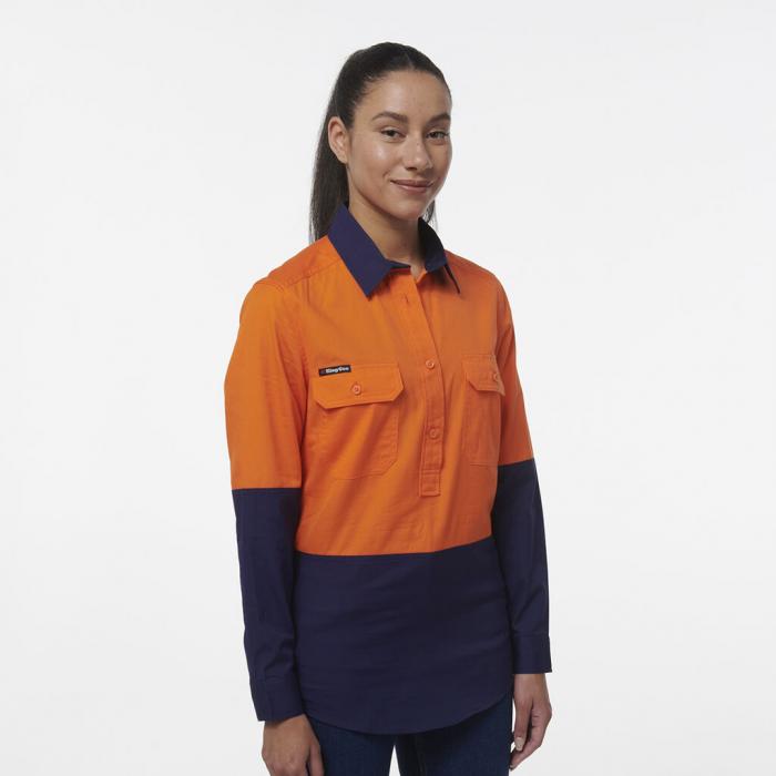 Womens Workcool Vented Closed Front Spliced Shirt