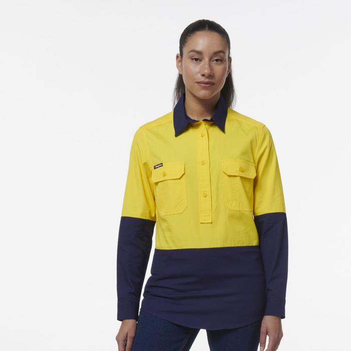 Womens Workcool Vented Closed Front Spliced Shirt