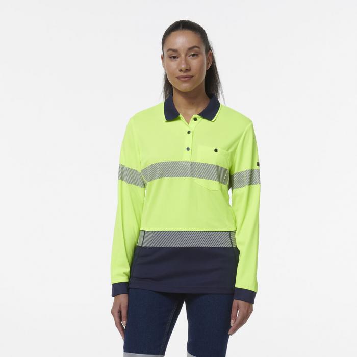 Womens Workcool Hyperfreeze Spliced Long Sleeve Polo With Segment Tape