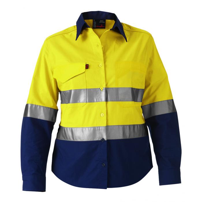 Workcool2 Womens Hi Vis Ref Spliced Shirt Long Sleeve