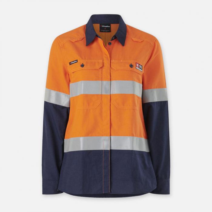 Womens Shieldtec Lenzing FR Hi Vis Spliced Open Front Taped Shirt