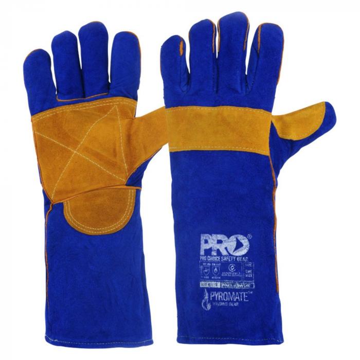 Pyromate Blue Heeler Blue & Gold Welding Glove