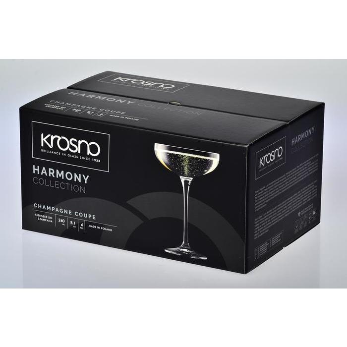 Krosno  Harmony Champagne Coupe 240ML 6pc Gift Boxed
