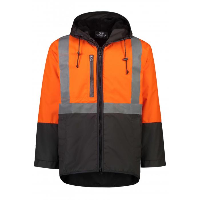 Kapuka Long Sleeved With Hood HiViz Reflective Tape Oilskin Vest 