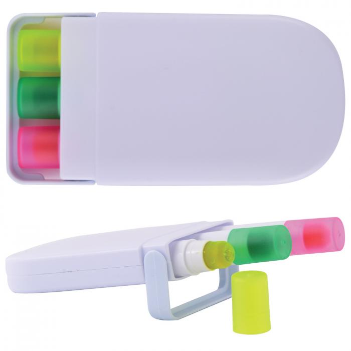 Set of 3 Retractable Highlight Wax Markers in White Case