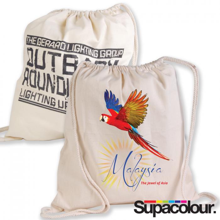 Calico Library Back Pack with Drawstrings - 200 GSM
