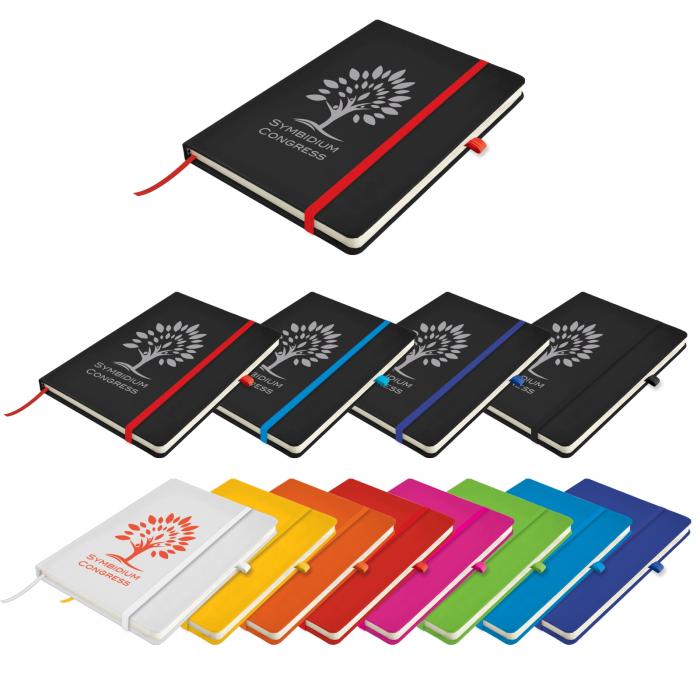 Enterprise A6 Black PU Notebook with Elastic Closure