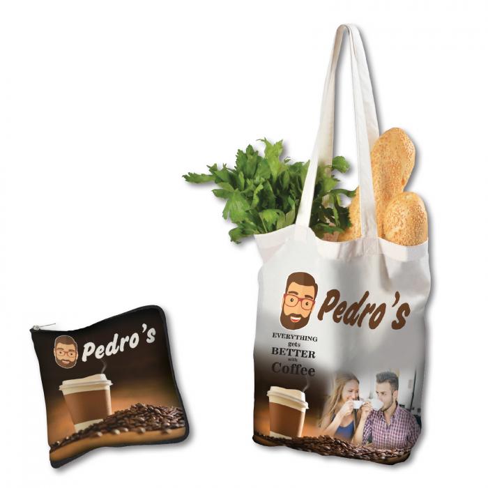 Cotton Folding Shopping Bag with Full Colour Design - 170 GSM