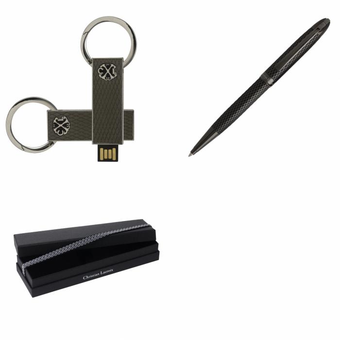 Set Rhombe Black (ballpoint Pen & Usb Stick)