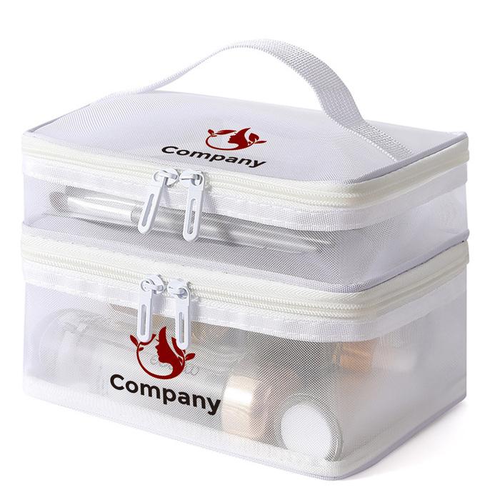 Nylon Mesh Sheer Double Layer Cosmetic Bag