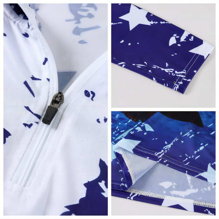 Men's Polyester Spandex Sublimated 1/4 Zip Fishing Hood Shirt