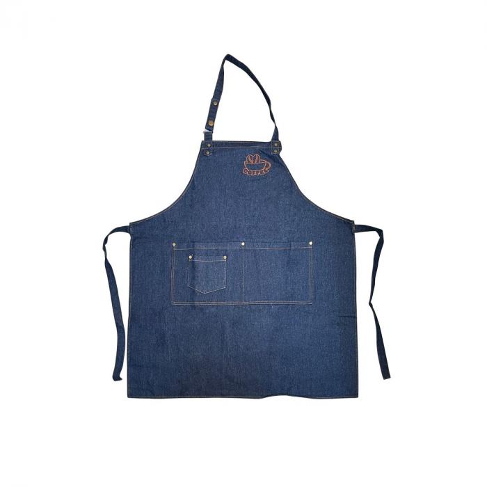Poly-Cotton Denim Full Bib Apron With Adjustable Neck Strap