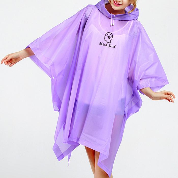 Reusable Adult PEVA Screen Print Rain Poncho