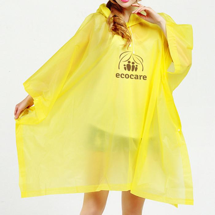 Reusable Adult PEVA Screen Print Rain Poncho