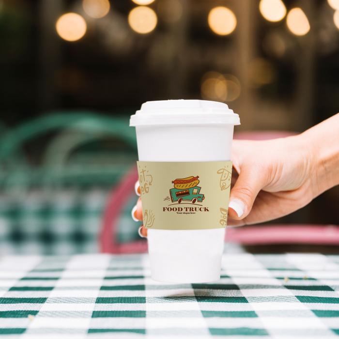 Home Compostable Aqueous Single Wall Paper Cups with Cup Sleeve