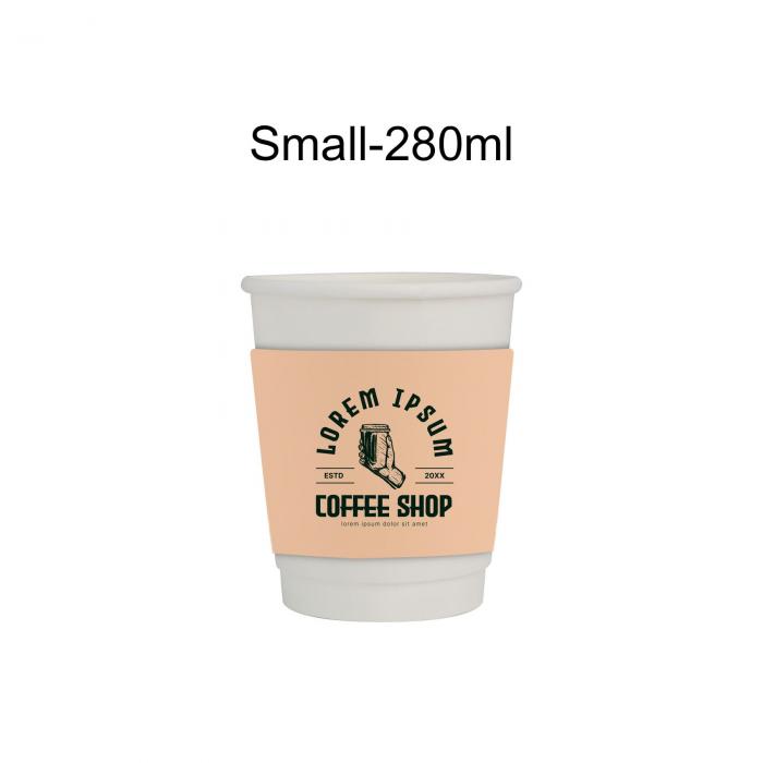 Home Compostable Aqueous Double Wall Paper Cups with Cup Sleeve
