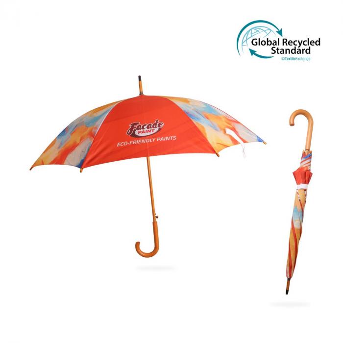Regular wooden straight umbrella-Eco Friendly RPET