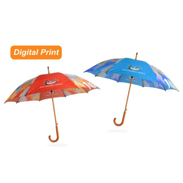 Regular wooden straight umbrella-Eco Friendly RPET