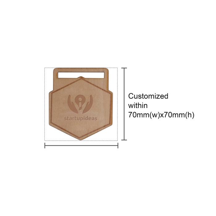 Custom Shaped Wooden Medal with Bamboo Lanyard