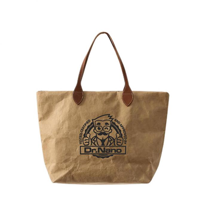Washable Kraft Paper Bag with PU Handle(390x330x105mm)